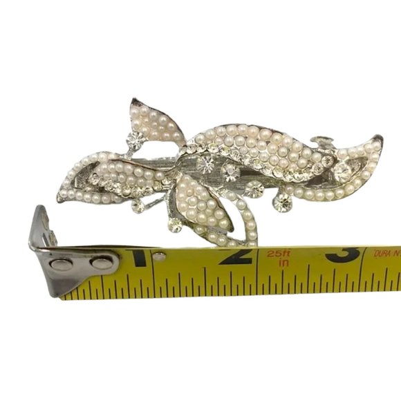 Vintage Pearl & Diamond French Barrette - Picture 4 of 4